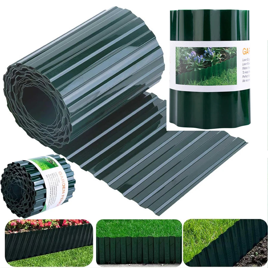 Borda de paisagem de plástico para gramado, borda ondulada para jardim, borda para gramado, faça você mesmo, canteiros de flores vegetais, decoração