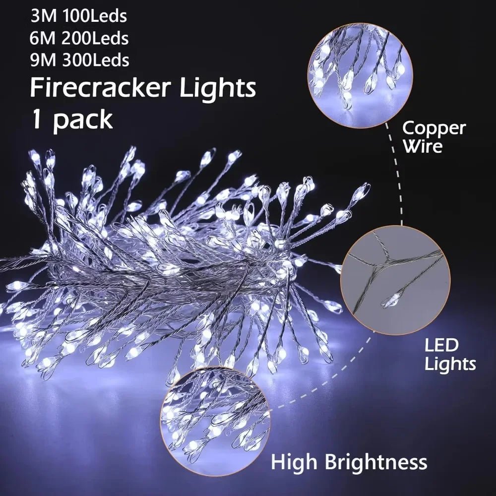 Luzes de cordão LED para decoração de árvore de Natal, guirlanda de Halloween e Ano Novo, luzes de fada com alimentação DC EU/US para decoração de casamento, festa e Natal