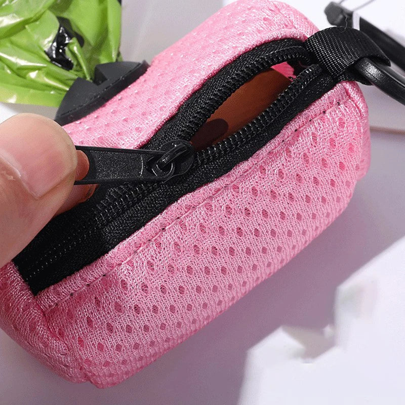 Saco de armazenamento para cocô de animais de estimação, dispensador de tecido de malha, coleira, saco de resíduos, suprimentos para animais de estimação para atividades ao ar livre