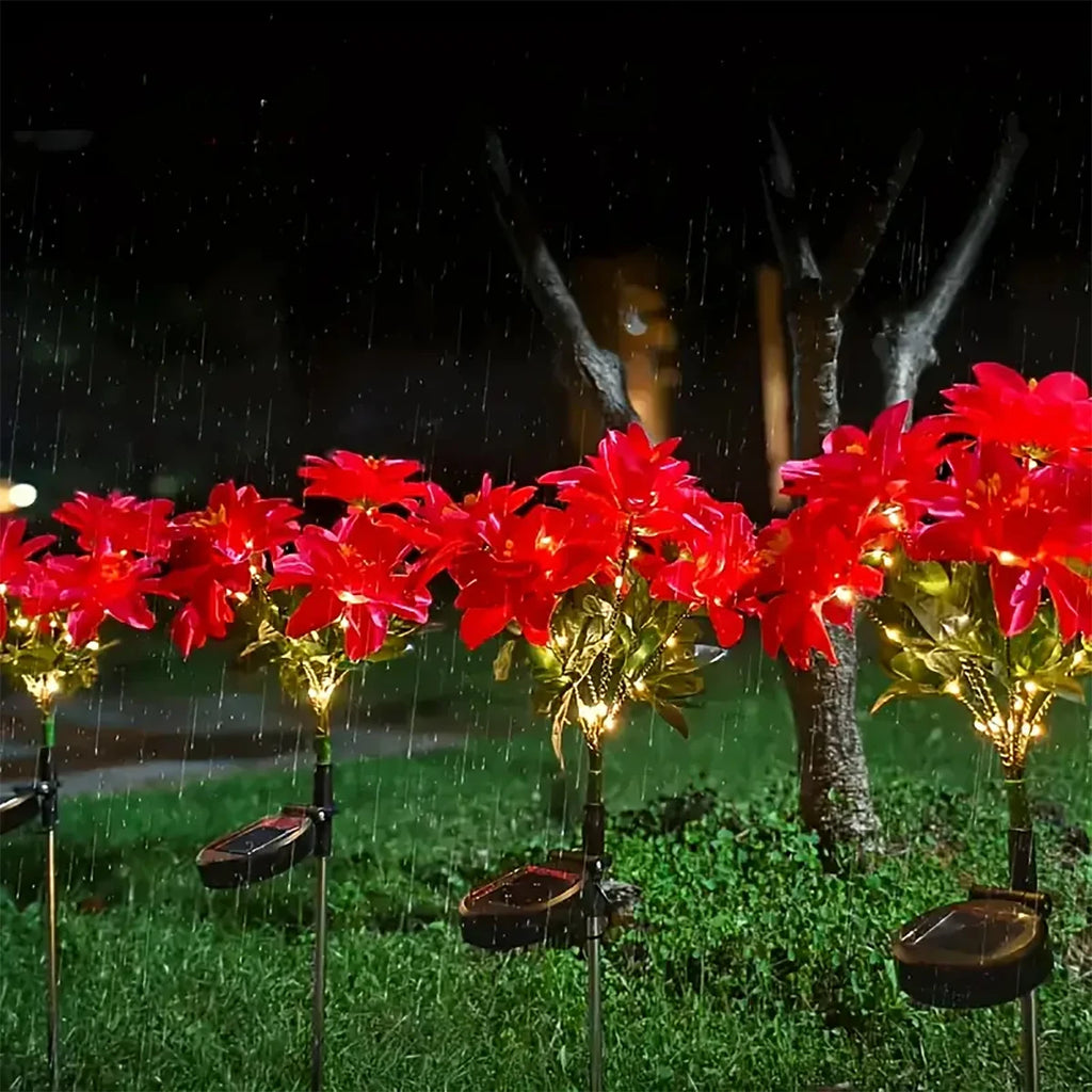 Luz de Flor Artificial de Natal LED Solar, Ideal para Decorar Jardins, Gramados e Pátios