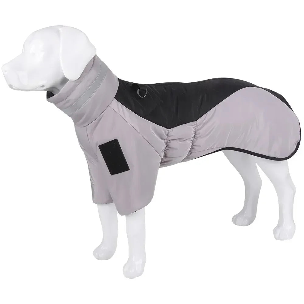 Jaqueta reflexiva de colarinho alto para cães, casacos quentes e grandes, impermeável, roupas de pet grossas, cães médios e grandes, outono e inverno