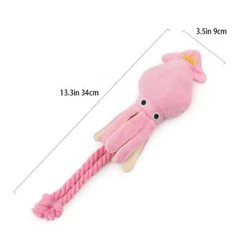 Brinquedos para cães; brinquedos para gatos; polvo de corda de algodão emissor de som; brinquedos de mastigar duráveis para limpar os dentes; brinquedos interativos para animais de estimação.