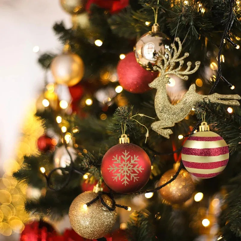 50 Unidades/caixa Bolas de Natal Vermelhas e Douradas para Pendurar na Árvore de Natal, Enfeites de Natal para Casa, Presentes de Ano Novo 2026