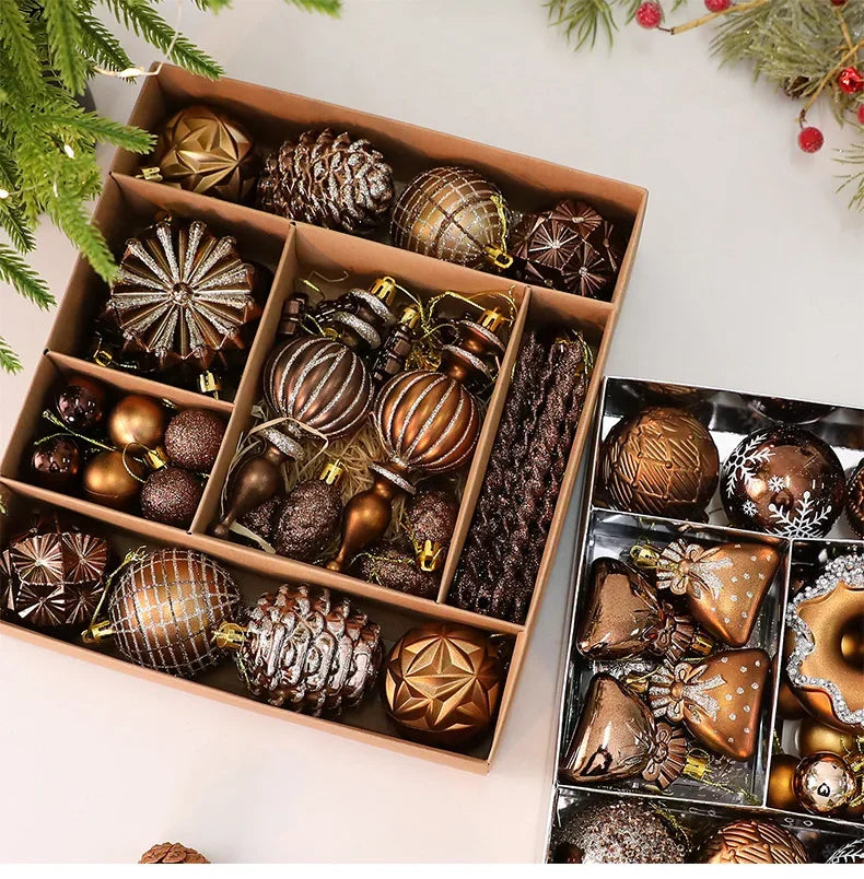 Conjunto de Bolas de Natal com Formatos Variados, Enfeites de Natal Inquebráveis para Pendurar, Bolas, Donuts, Gnomos, Pinhas, Decoração de Natal para Casa