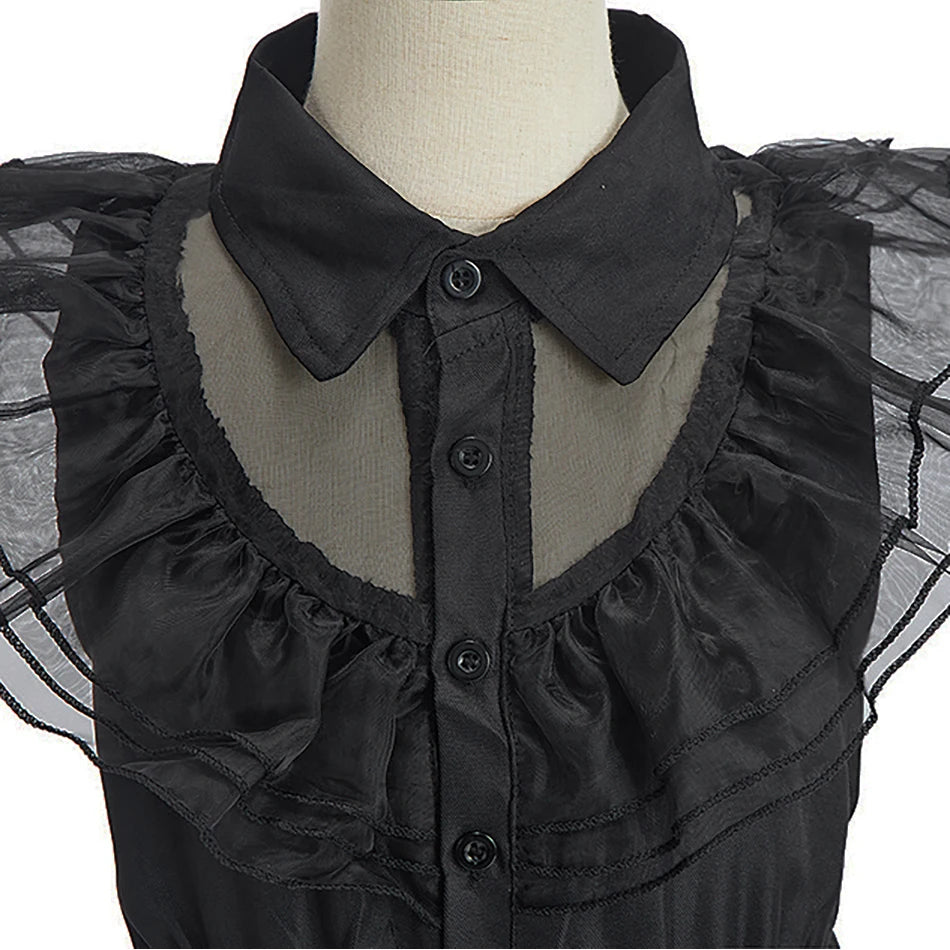 Fantasia Infantil para Meninas, Vestido de Princesa Bruxa Negra, Vestido para Festas e Jantares, Roupa de Dança para Meninas no Halloween
