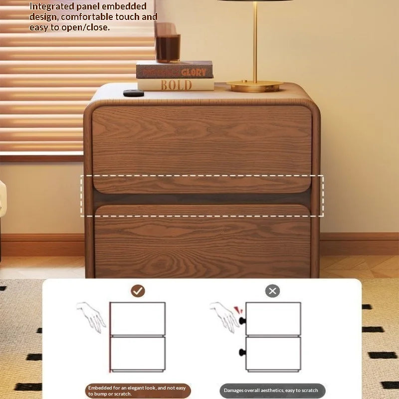 Solid Wood Bedside Table Small Vintage Cream Style Modern Simple Bedroom Nightstand Storage Cabinet for Home Decor
