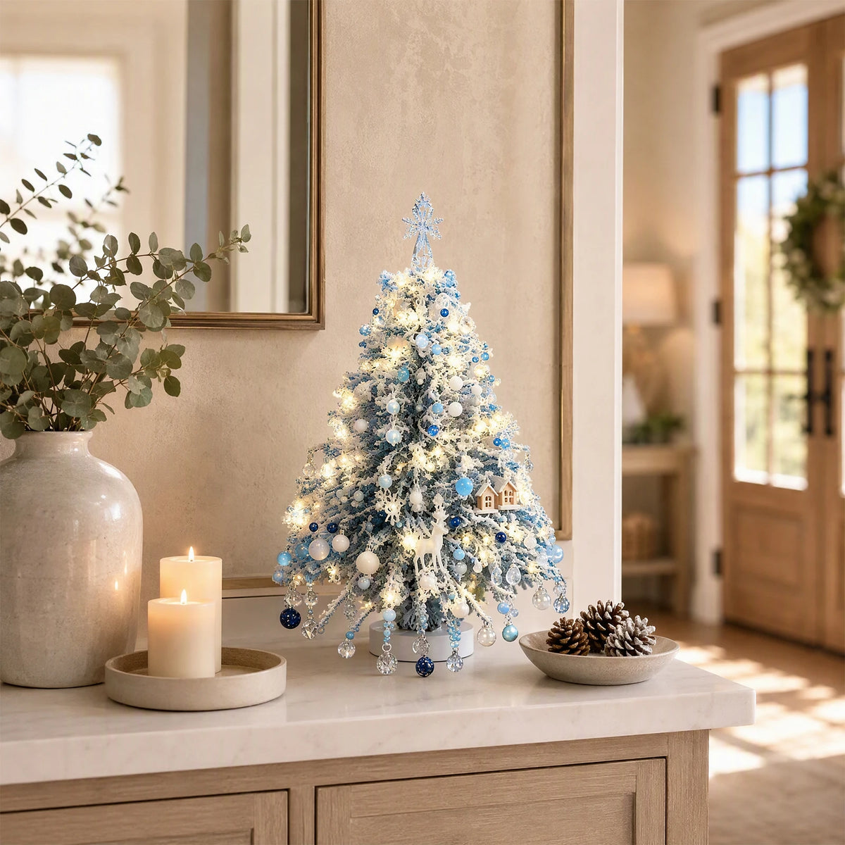 Kit de Artesanato de Natal DIY: Árvore de Natal com Contas e Luzes Brilhantes para Decoração com Contas