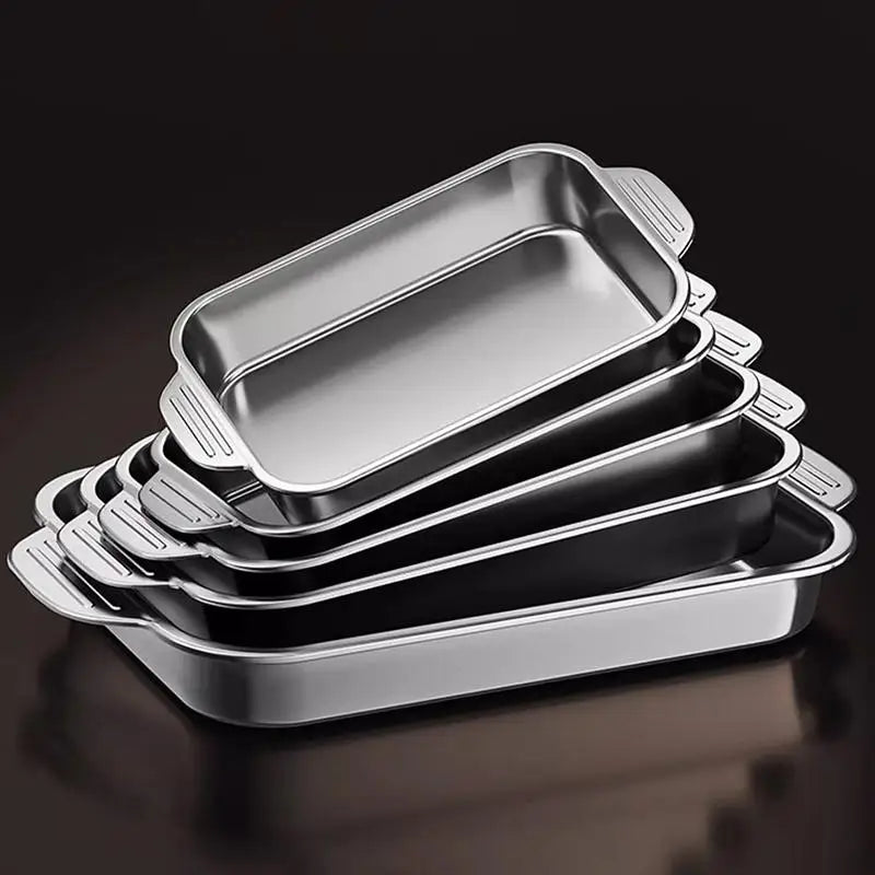 Assadeira Profunda de Aço Inoxidável, Bandeja de Cozimento com Tampa, Panela Resistente ao Calor para Forno, Ideal para Grelhar e Cozinhar Diariamente