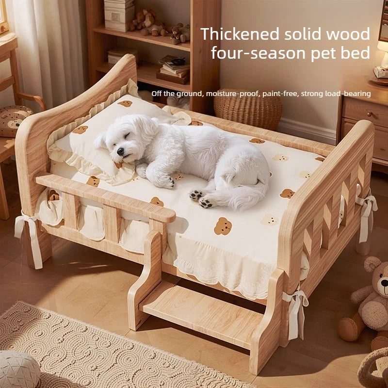 Cama para animais de estimação, cama para cães de madeira maciça, cama para gatos para todas as estações, sofá para dormir para animais de estimação, cama para gatos e cama para cães, prateleira para gatos, condomí