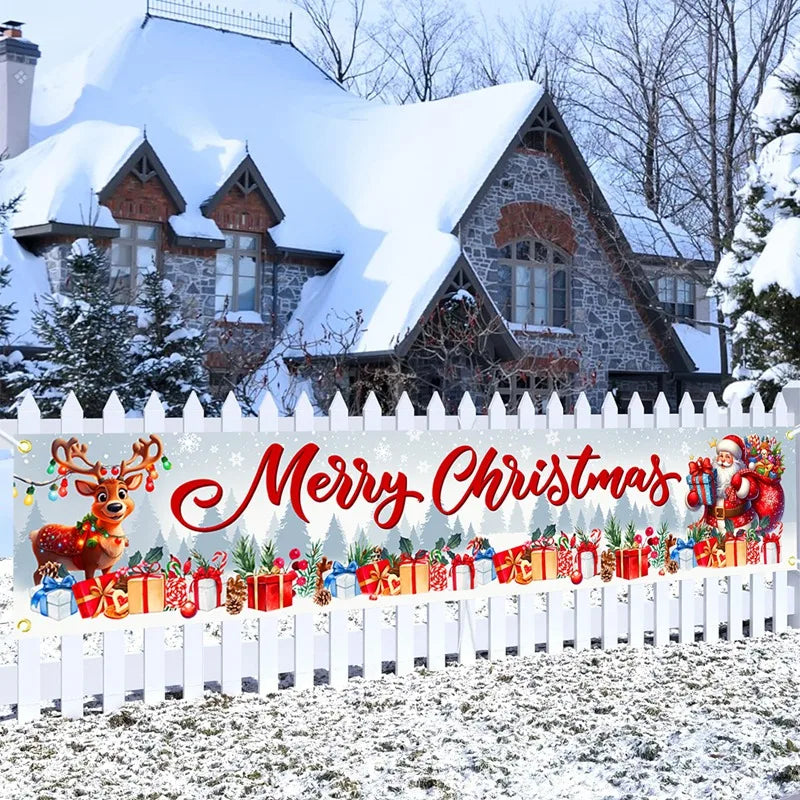 Banner de Natal para Exterior Decorações de Feliz Natal para Casa 2026 Decoração Externa Xmas Navidad Noel Natal Feliz Ano Novo 2027