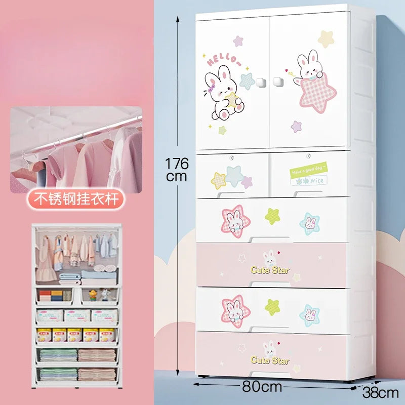 Rack de roupas crianças guarda-roupas armário de armazenamento plástico quarto crianças guarda-roupas bebê szafa na ubrania móveis para casa mr50cw