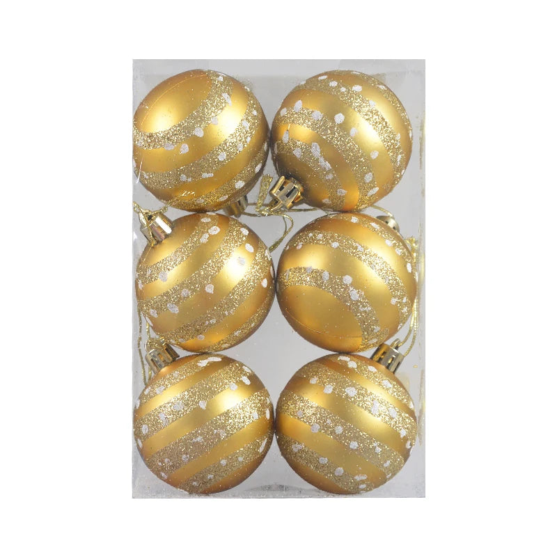6 Peças/caixa Bolas de Natal de 6cm Enfeites Pendentes para Árvore de Natal Decorações de Natal para Casa 2026 Presente de Ano Novo