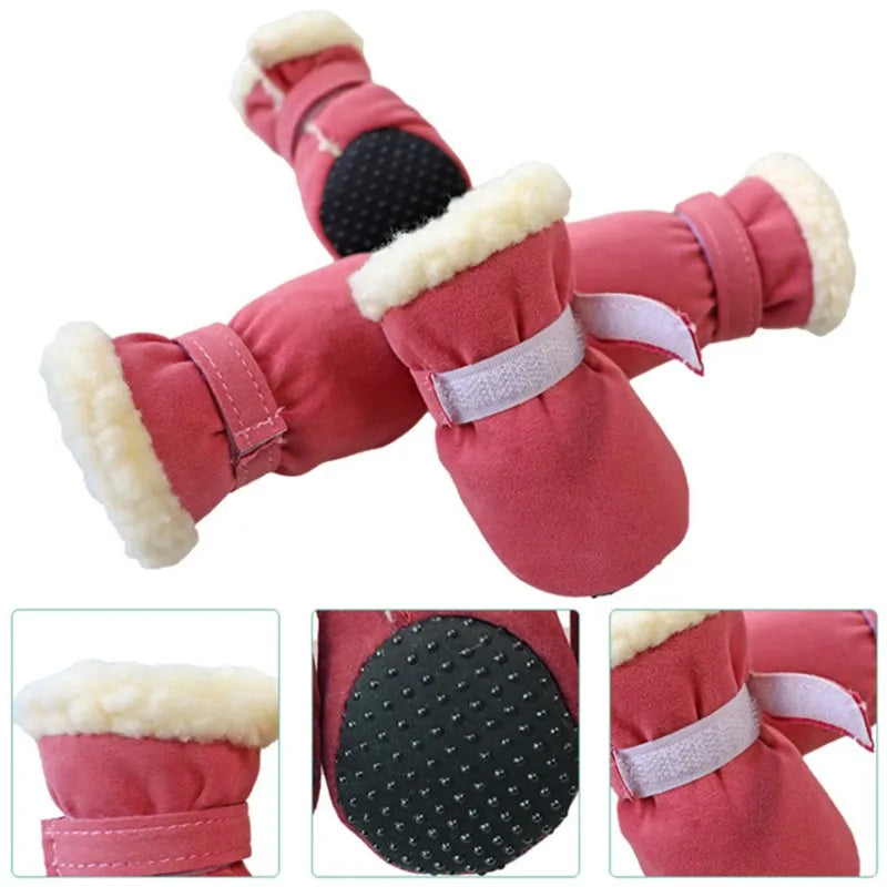 4 pçs inverno à prova dwaterproof água quente sapatos para cães de estimação antiderrapante botas de neve para raças pequenas cães filhote de cachorro gato chihuahua pet pata cuidados pug