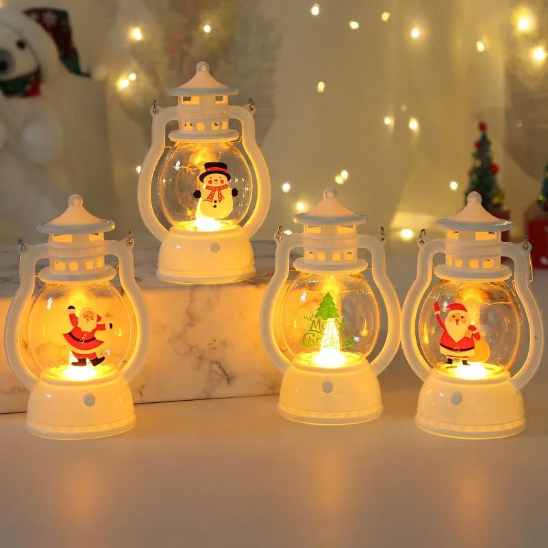 Portátil led natal papai noel boneco de neve lanternas decoração interior luzes alimentado por bateria para casa natal ano novo navidad ornamentos