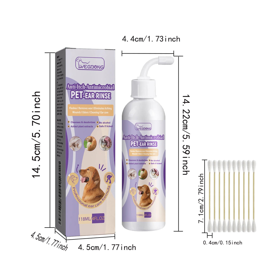 Limpador de ouvidos para cães e gatos, alivia o odor, remove cera dos ouvidos, gotas de limpeza suave, previne coceira