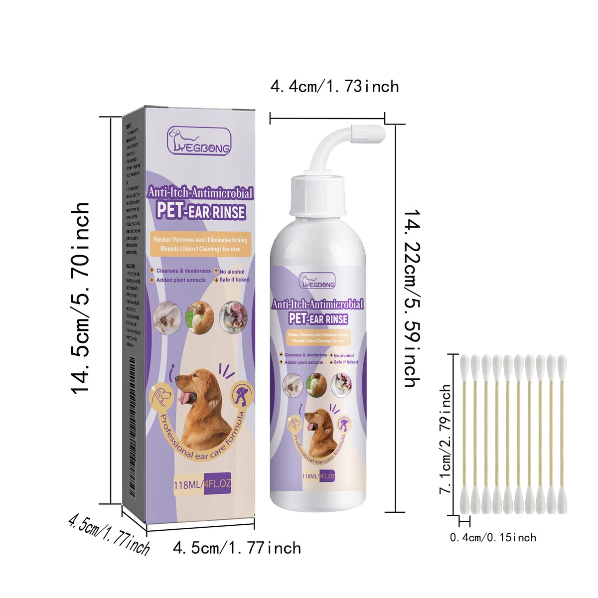 Limpador de ouvidos para cães e gatos, alivia o odor, remove cera dos ouvidos, gotas de limpeza suave, previne coceira