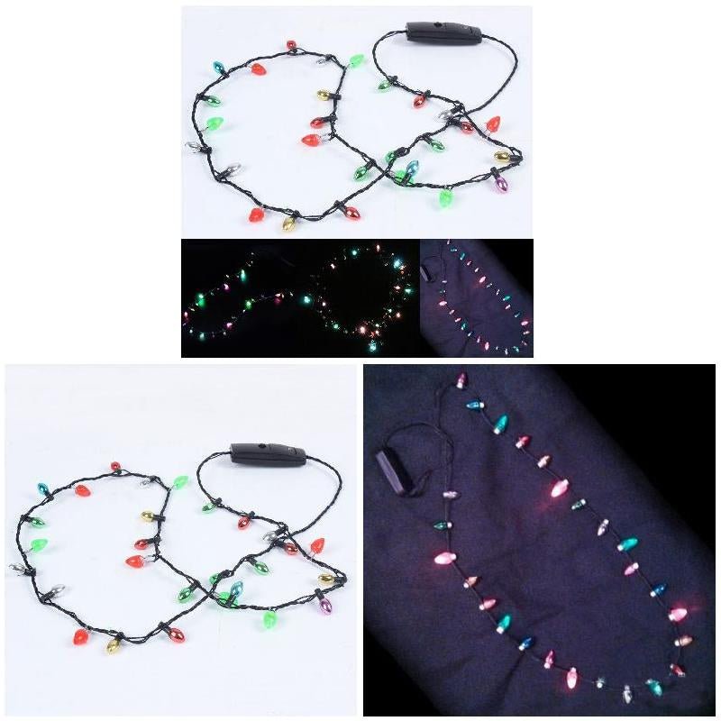 Colar de luzes LEDs de Natal com 8 luzes Bulbos de Natal Flash String Luzes de brilho Colar String Festival Decoração