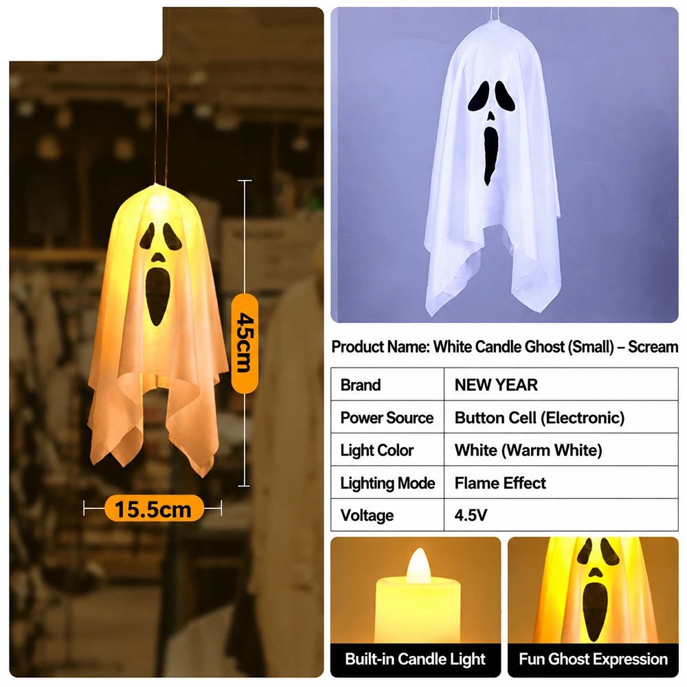 Decoração de Halloween com Fantasma Luminoso LED para Casa, Interior e Exterior, Casa Assombrada, Bar, Adereços de Terror Suspensos, Decoração de Fantasma com Luzes - Kasa & Pet