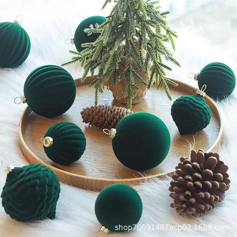 Bola de natal de veludo de 6cm, decoração de árvore de natal, bola de decoração de natal, decoração de bola de pelúcia, bola de natal de plástico
