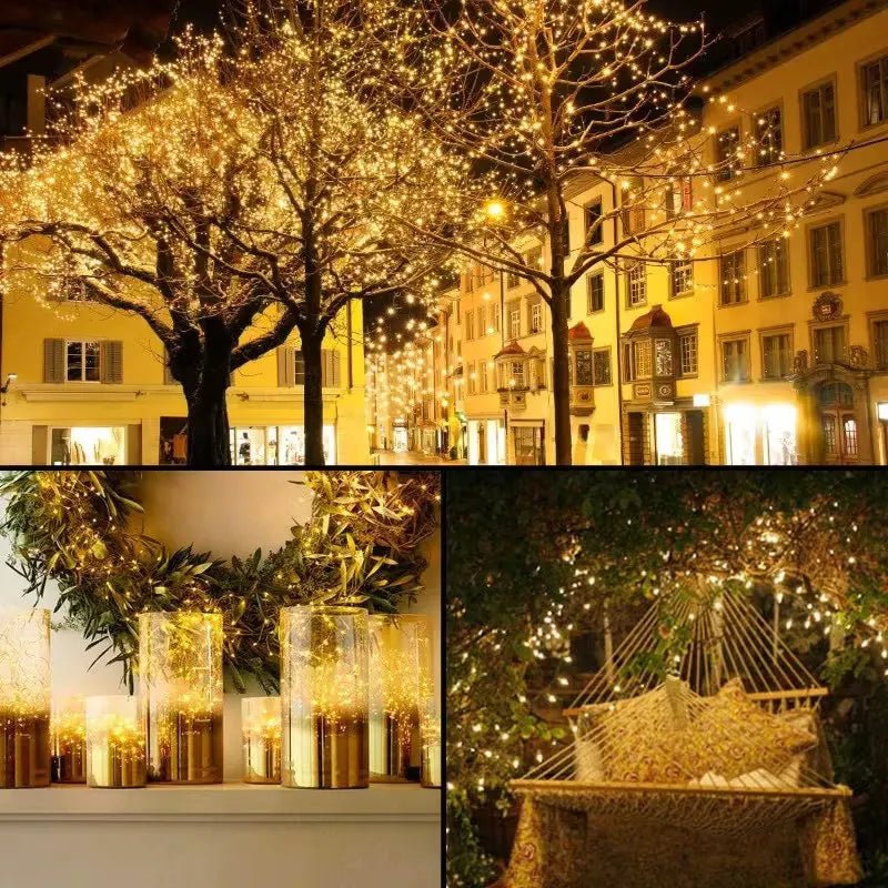 Luzes de Natal à Prova d'Água com 8 Modos, Luzes de Fada em Cordão, LED Alimentado por Energia Solar para Decoração de Árvore, Pátio, Quintal e Jardim Externo