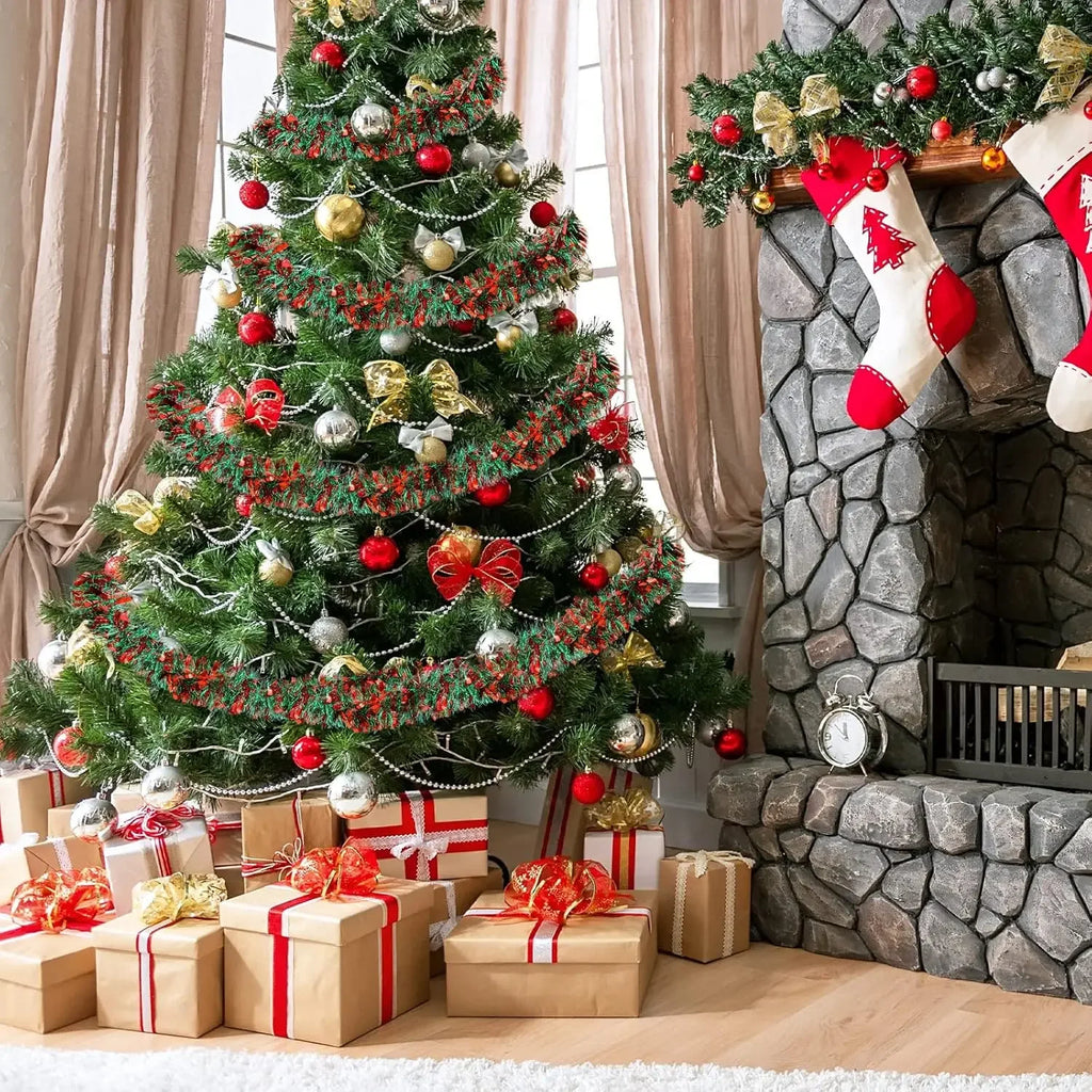 Guirlandas de Natal com Fitas e Laços para Decoração de Balcões, Enfeites para Árvore de Natal, Decoração de Festas e Casa, Adereço Pendente