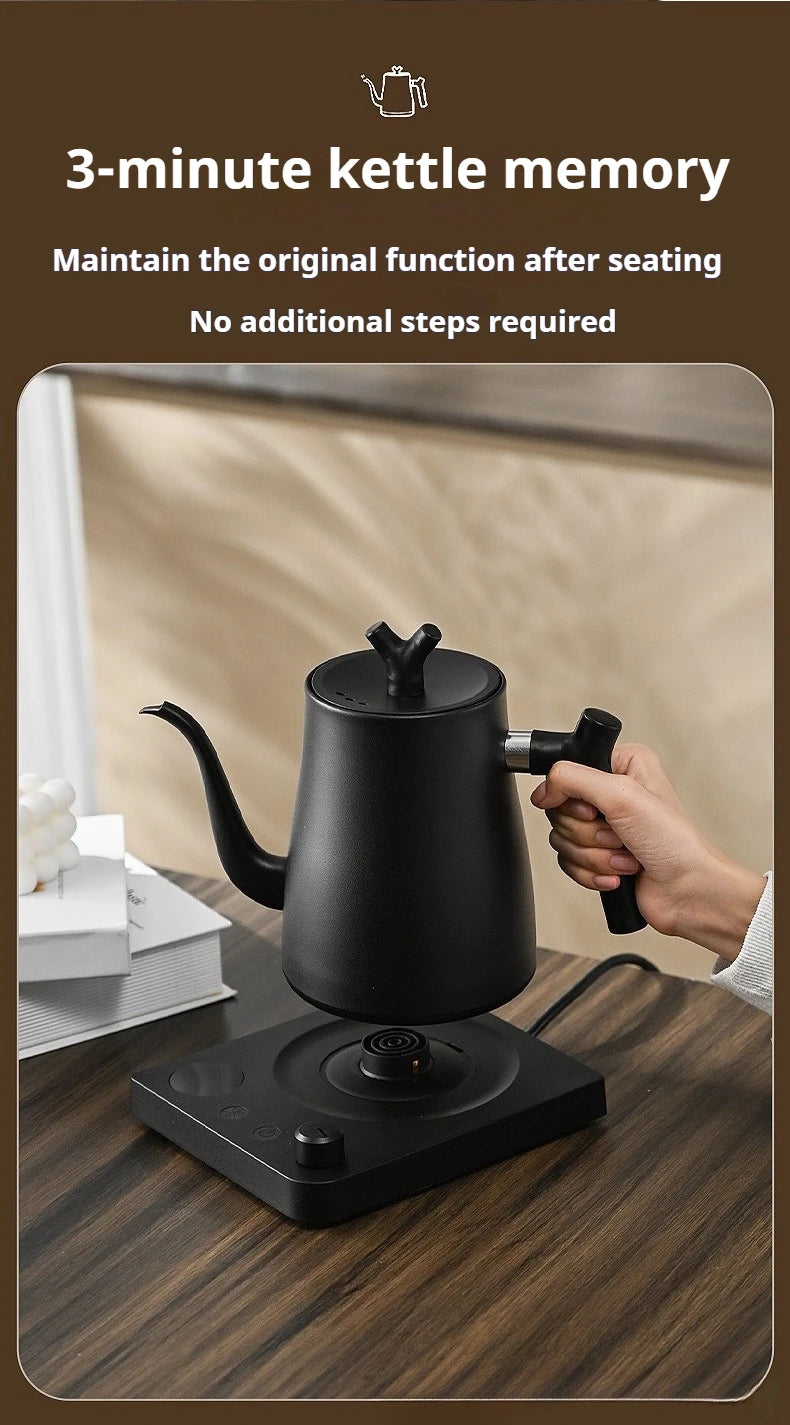 Chaleira Elétrica Gooseneck 1L: Controle Inteligente de Temperatura para Café Coado, Aquecimento Rápido em Aço Inoxidável, 110V e 220V