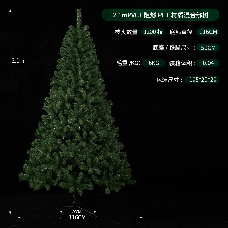 Árvore de Natal em PVC criptografado, tamanho grande, pontiaguda, para decoração de hotéis, shoppings e casas, árvore de Natal para chão.