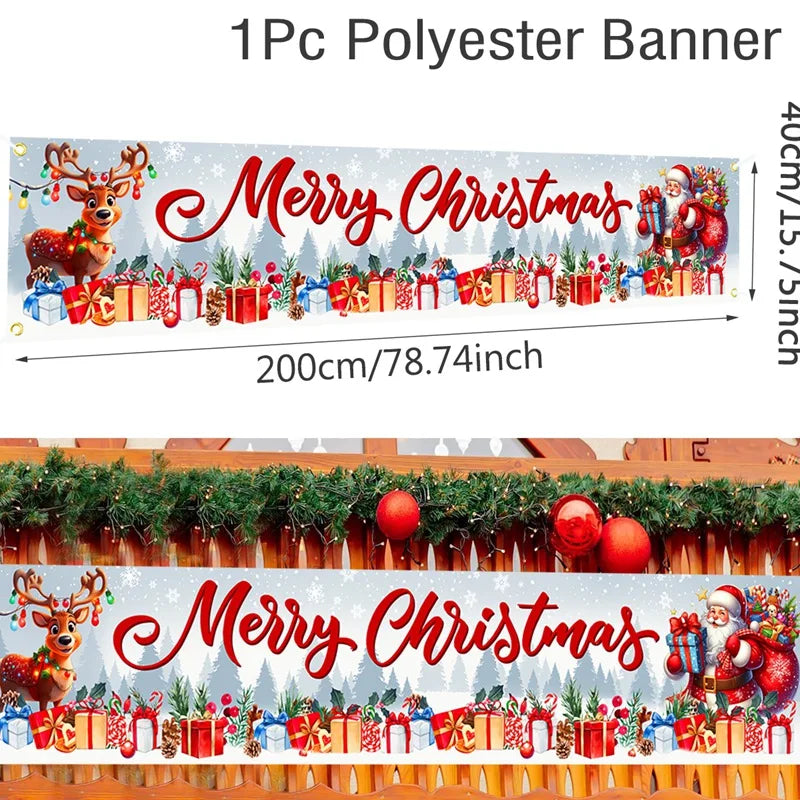 Banner de Natal para Exterior Decorações de Feliz Natal para Casa 2026 Decoração Externa Xmas Navidad Noel Natal Feliz Ano Novo 2027