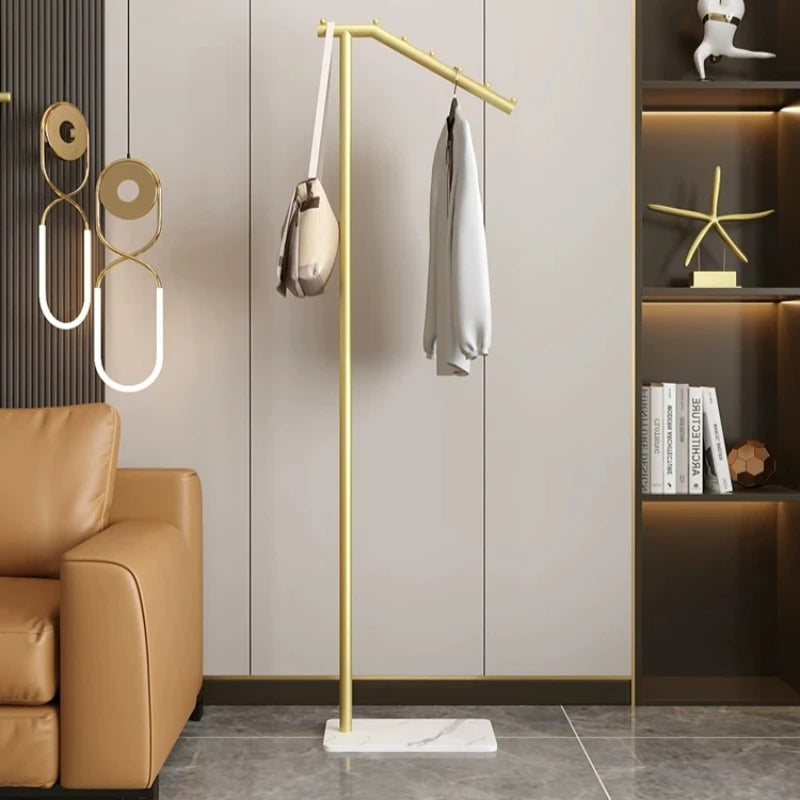 Cabideiro de Roupas Dourado para Sala de Estar, Organizador Nórdico de Metal para Chapéus e Casacos, Móvel de Meio Século para Apartamento