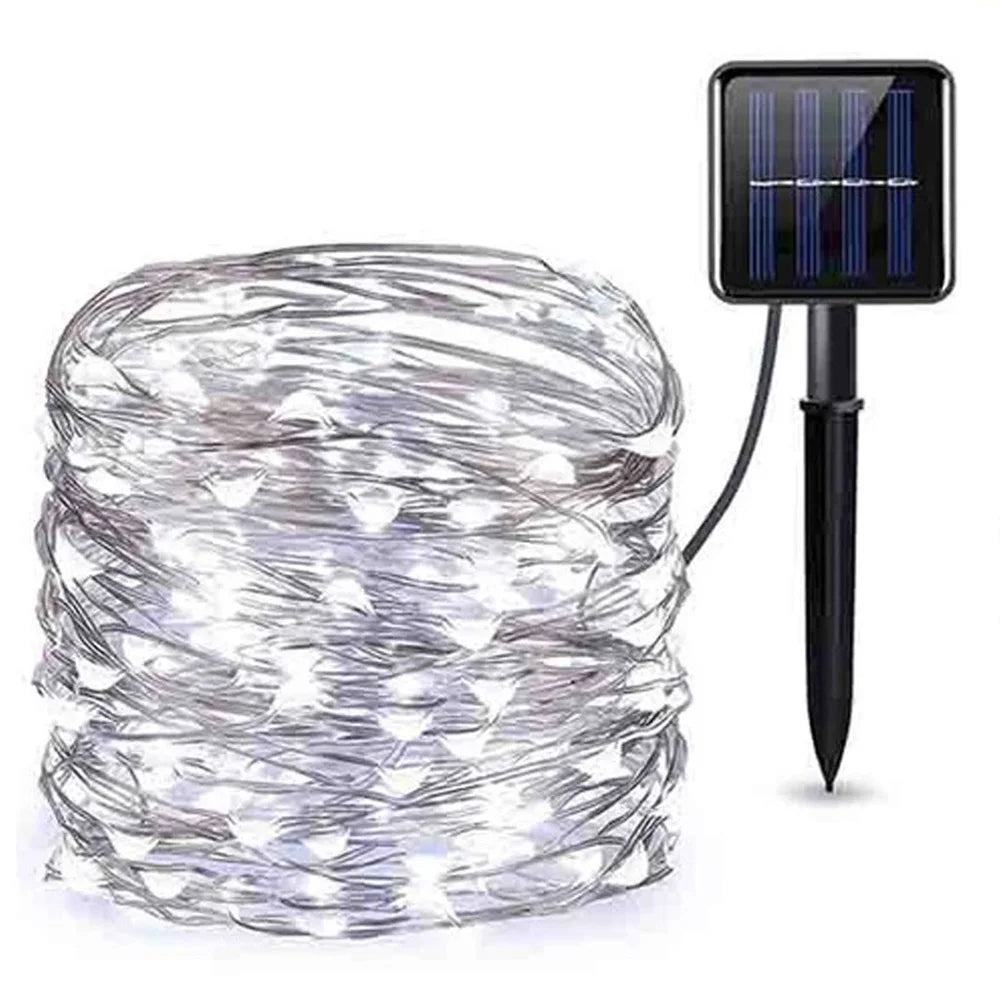 Decorações para Árvore de Natal, Luzes de Cordão Solares para Jardim Externo, Luzes de Fio de Cobre LED para Festas em Casa, Casamentos, Ano Novo 2027