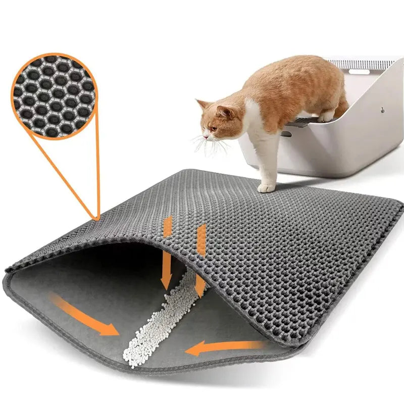Tapete de areia para gatos, à prova d'água, camada dupla, caixa de areia para animais de estimação, almofada limpa, produtos para gatos, acessórios