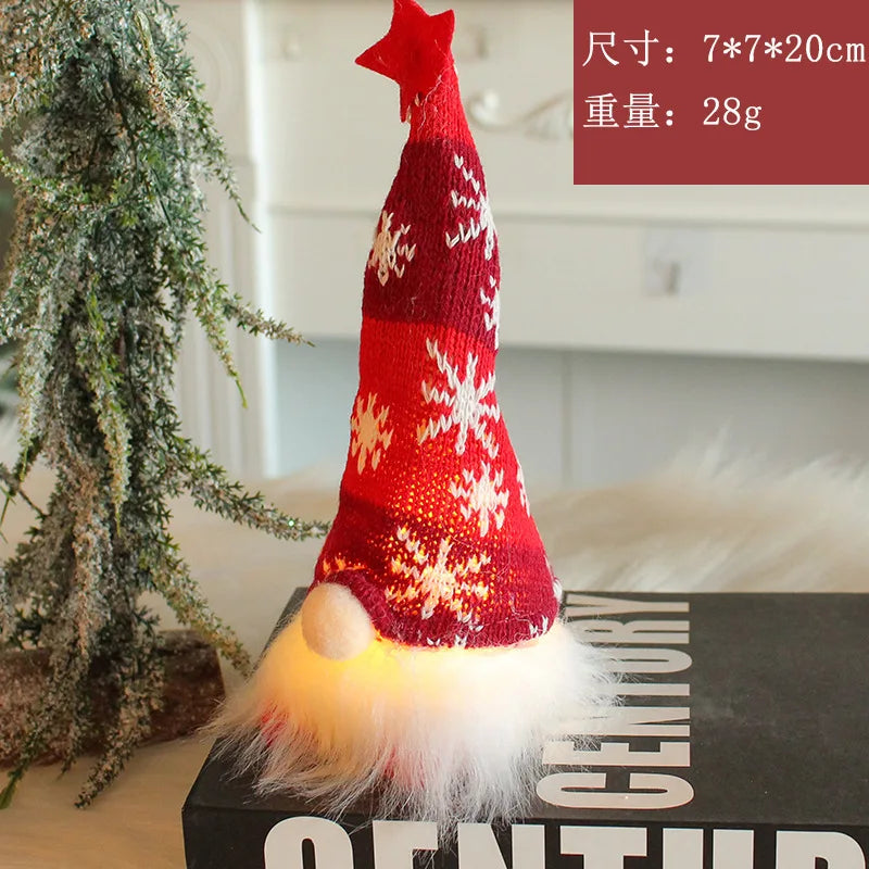 Boneco Gnomo Luminoso de Natal 2026 Sem Rosto Decoração de Casa Feliz Natal Presente de Natal para o Ano Novo