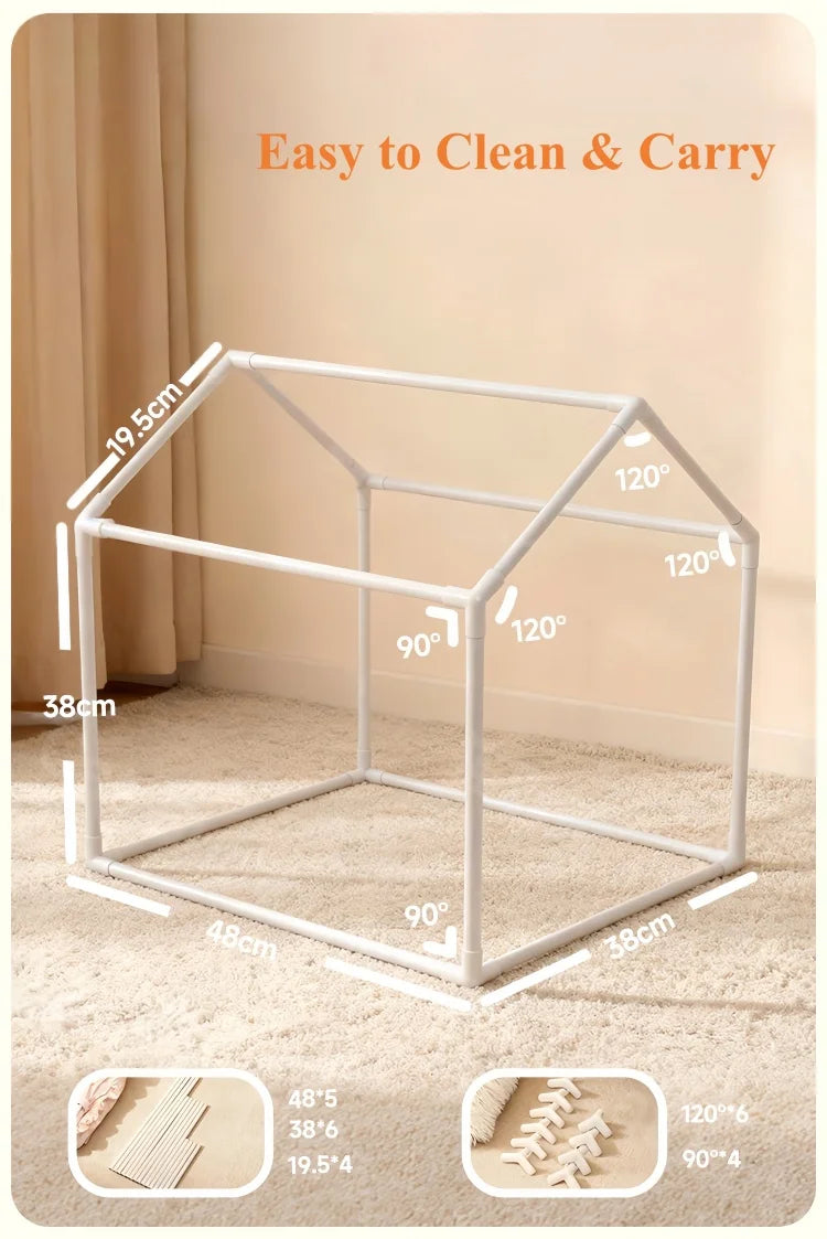 Casa para Gatos Floral Fofa com Tenda, Cama Semi-Fechada Removível e Lavável para Gatos/Cães