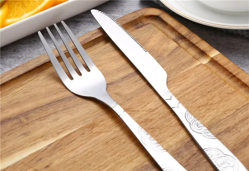 7 pçs/set conjunto de talheres de aço inoxidável ao ar livre portátil saco pano faca garfo colher pauzinhos palha flores ricas sete conjuntos