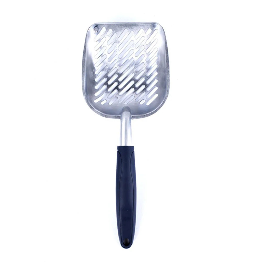 Colher grande da areia do gato do metal, Peneira Kitty com pá profunda, Punho ergonômico, Feito de alumínio sólido resistente