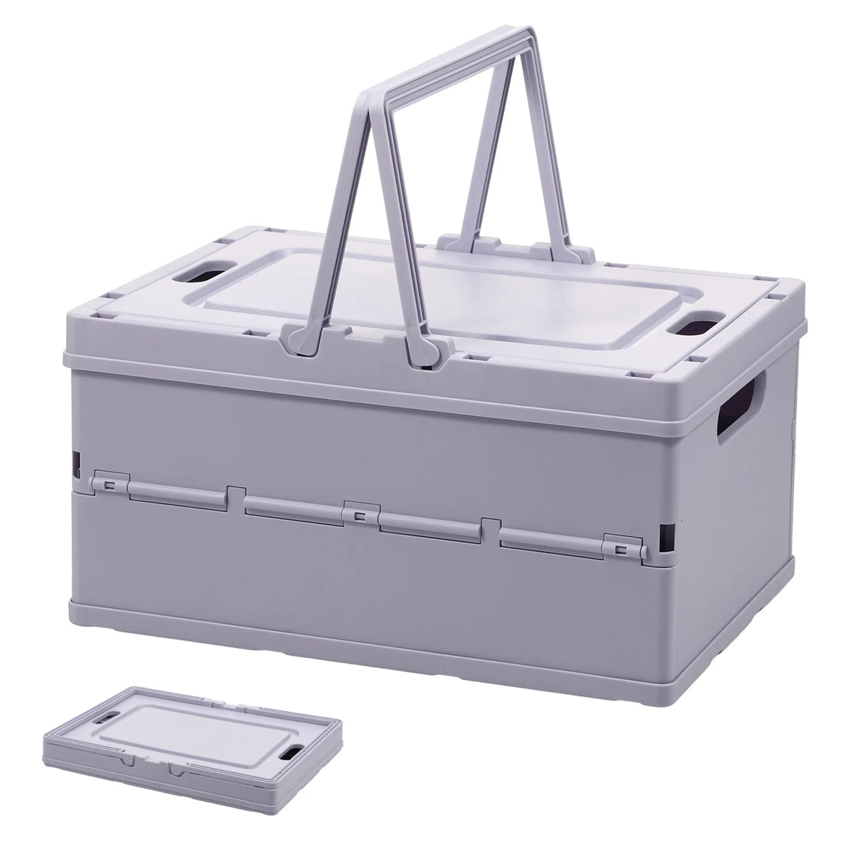 Caixa de Armazenamento Dobrável de Grande Capacidade, Cesta de Armazenamento Colapsável com Tampa e Alça, Organizador de Lanches e Brinquedos para Casa, Cozinha e Escritório
