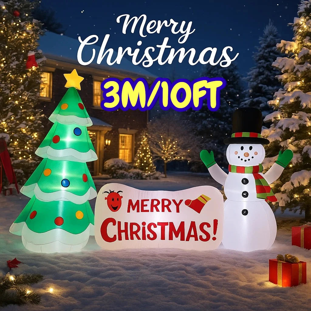3m/10ft boneco de neve árvore de natal decorações de natal casa brinquedos infláveis com luzes led quintal festa de natal diy decoração suprimentos
