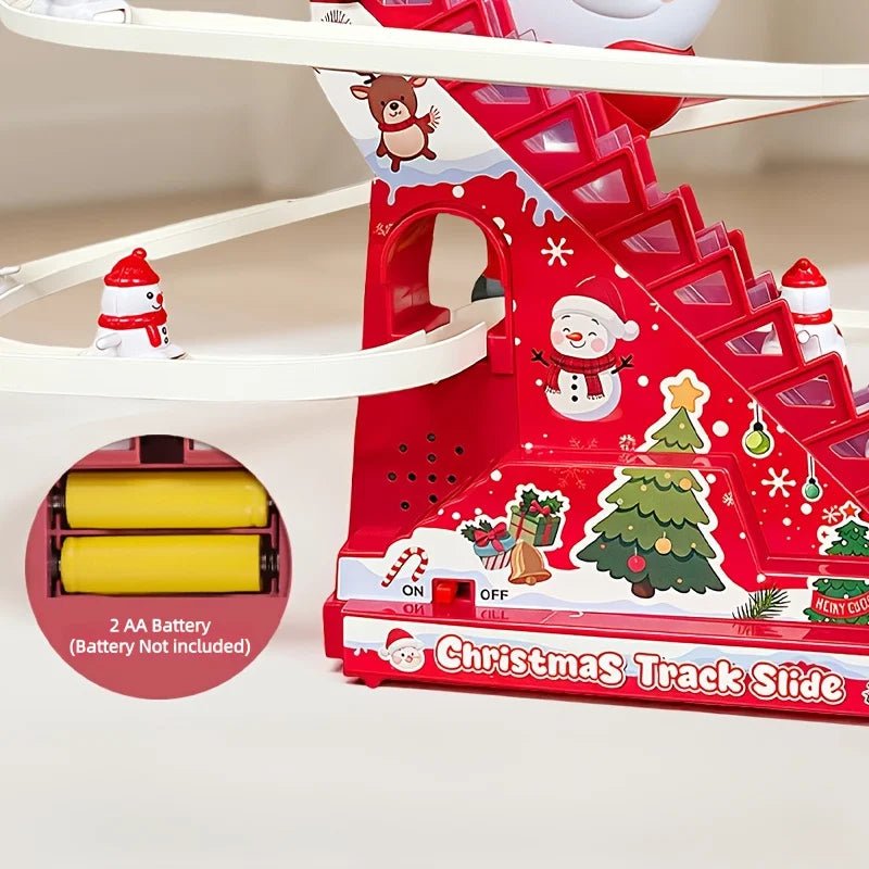 Escadas, escorregadores, brinquedos de Papai Noel, decorações de Natal, o melhor presente para crianças durante o Natal