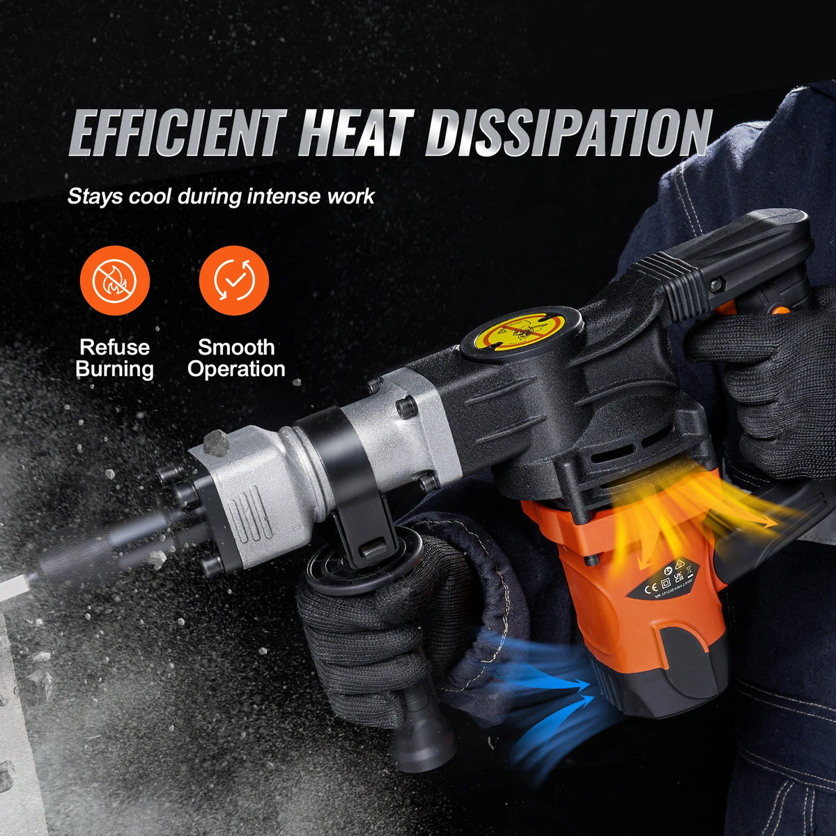 SucceBuy 1400 W Martelo de demolição Martelo elétrico Heavy Duty 2900 BPM Disjuntor de concreto 2 peças Cinzel Bits Chipping