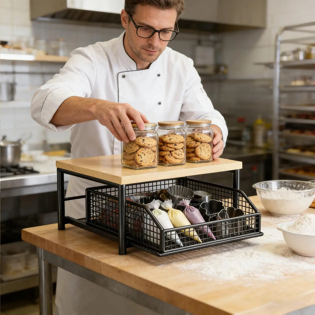 Organizador de bancada de cozinha, prateleira multiuso para micro-ondas, temperos, máquina de café e impressora, acessórios de cozinha