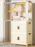 -Armário de armazenamento dobrável multicamadas com rodas, porta dupla, guarda-roupa, transparente, grande capacidade, organizador, prateleira