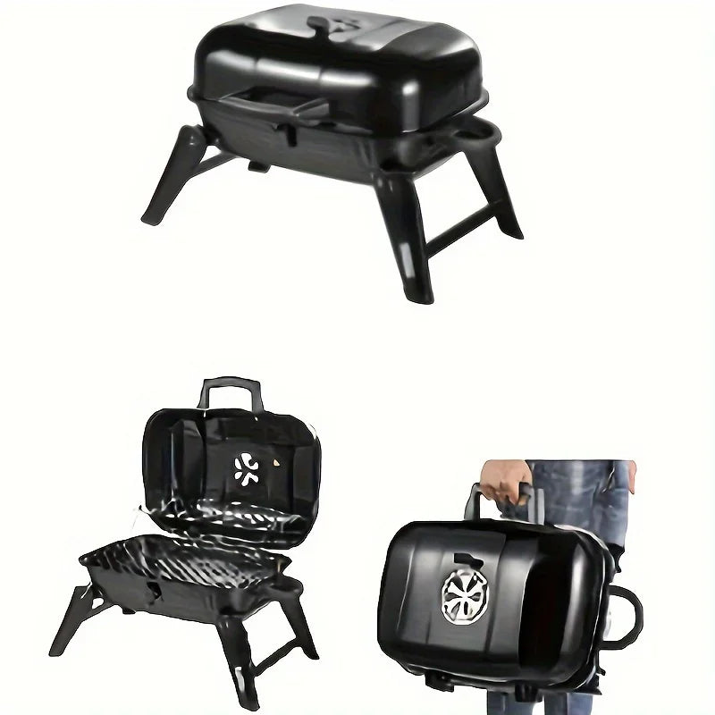 Churrasqueira a Gás Portátil com Tampa, 1 Queimador, Pernas Dobráveis, Pequena Churrasqueira a Propano para Cozinha ao Ar Livre, Camping, Churrascos, Pátios e Jardins