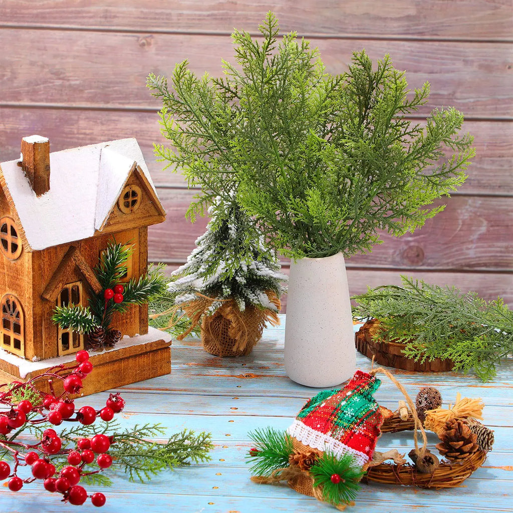Artificial Pine Branches Simulação, Planta verde, Folhas falsas, Natal, Ano Novo, Decoração do lar