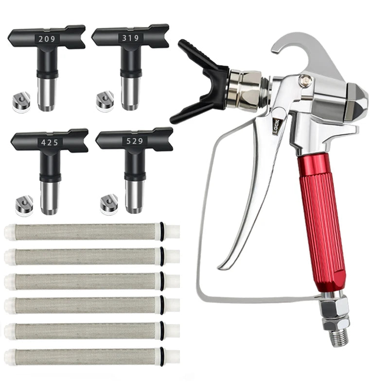 Pistola de Pulverização de Tinta Airless de Alta Pressão 3600 PSI com 4 Bicos e Protetor de Bico ou 6 Filtros para Pistola de Pulverização Airless