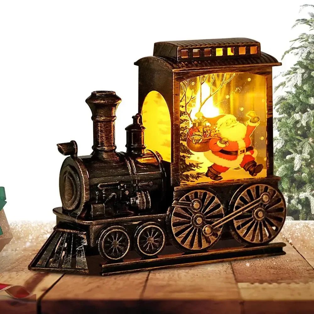 Presente de natal bola de cristal ornamentos luzes led trem papai noel feliz natal decoração para festa em casa natal - Kasa & Pet