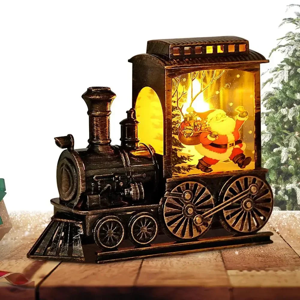 Presente de natal bola de cristal ornamentos luzes led trem papai noel feliz natal decoração para festa em casa natal