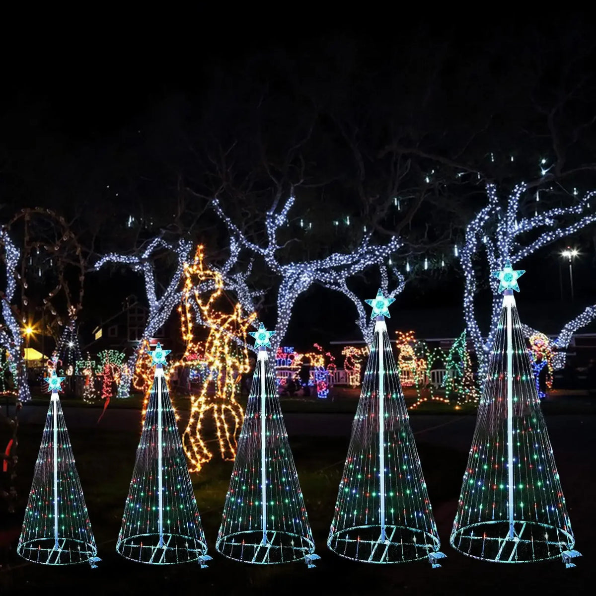 Led árvore de natal luz corda cachoeira estrela luzes ao ar livre multicolorido para jardim quintal festa de casamento árvore de natal decoração superior