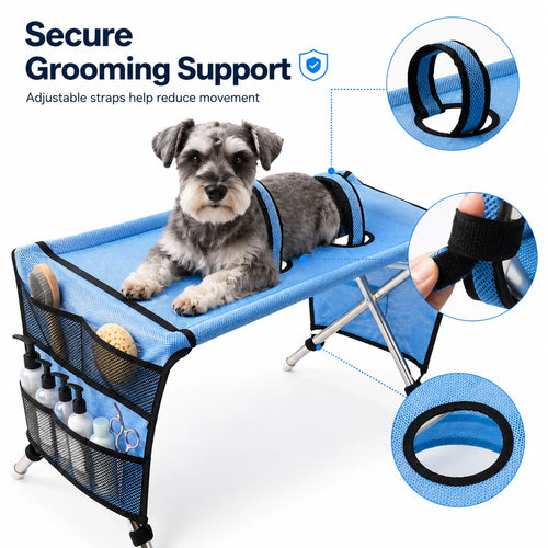 Mesa de Tosa para Cães e Gatos Pequenos, Suporte Portátil para Banho, Corte de Unhas, Corte de Pelos e Secagem com Soprador