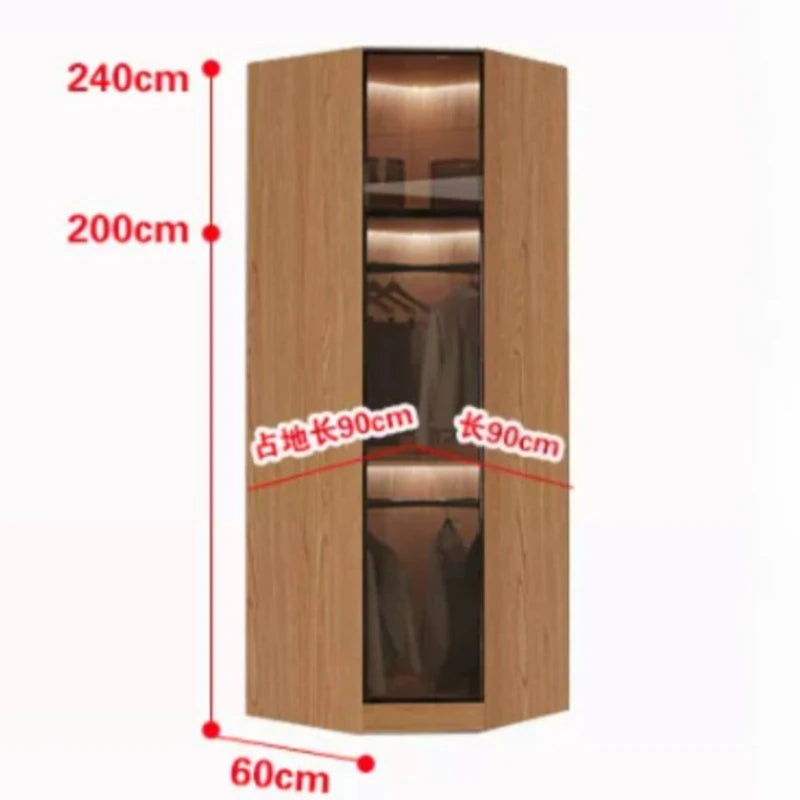 Bedroom Household Solid Wood Sliding Door Wardrobe Glass Double Wardrobes Storage Cabinet Clothes Closet Clothing Home Furniture
