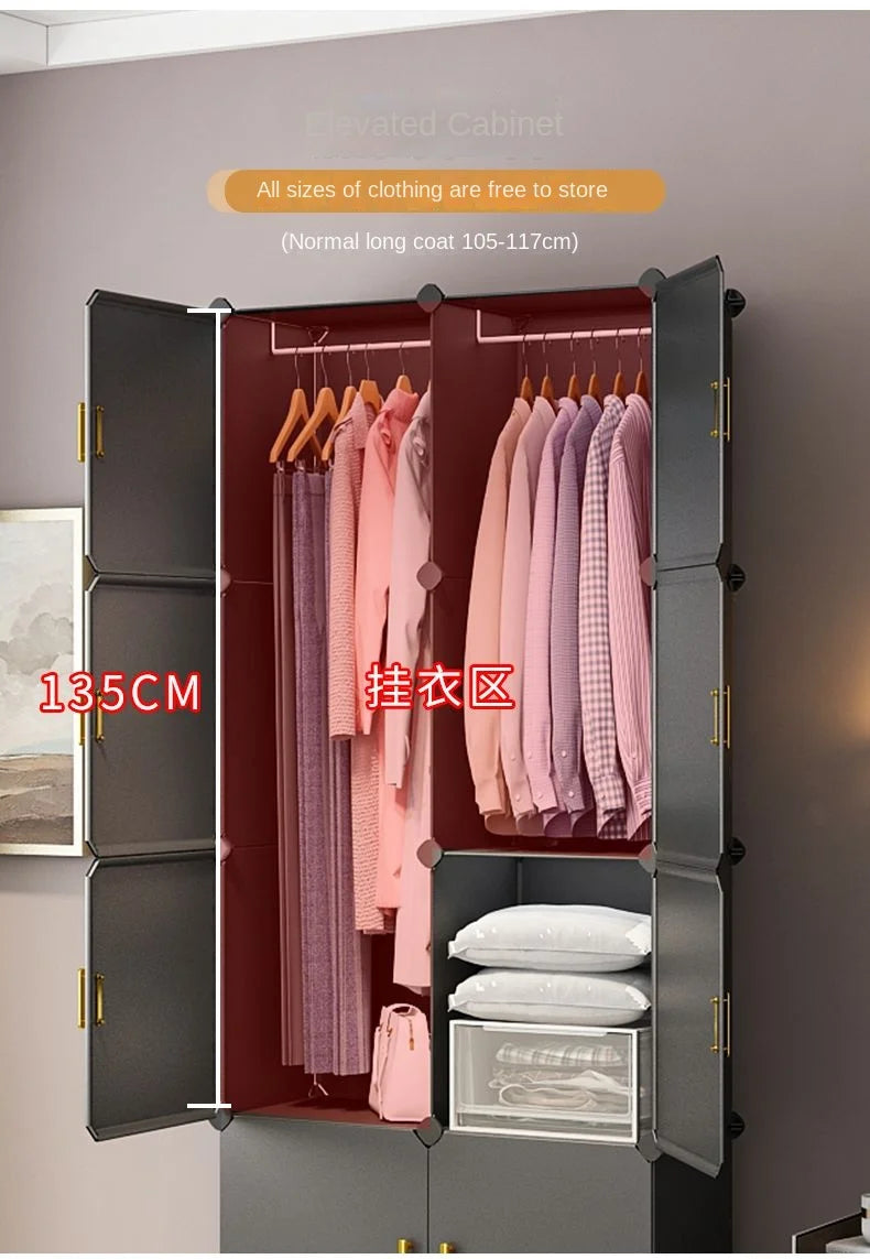 Guarda-roupa conjunto de roupas plástico dobrável à prova de poeira armários cubo armazenamento locke armário móveis organizador de zapatos